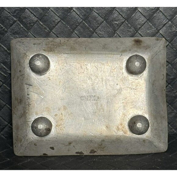 Vintage Metal Trinket Tray Hand Etched Bird Cherry Blossom Design 4 Inc By 3 In - Picture 2 of 8